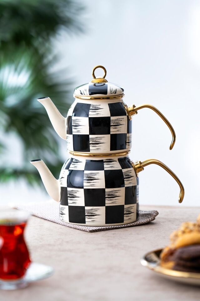 Qualita King Mini White Enamel Teapot Set