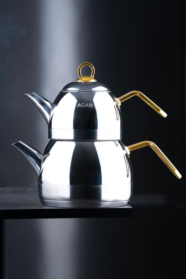 Alexi Maxi Steel Teapot Set - Gold Family Size
