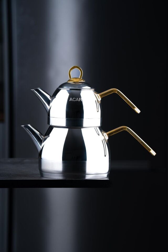 Alexi Maxi Steel Teapot Set - Gold Medium Size