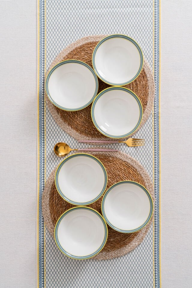 Dubai 6 kişilik 16 cm Premium Porselen Çorba Kasesi Takımı