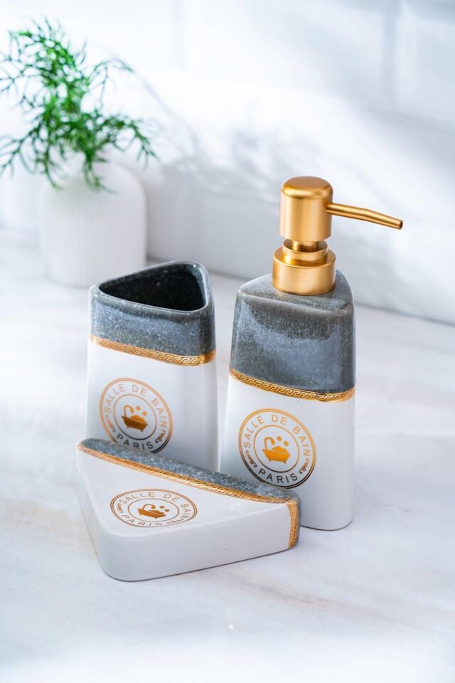 طقم حمام جاردين مكون من 3 قطع - رمادي