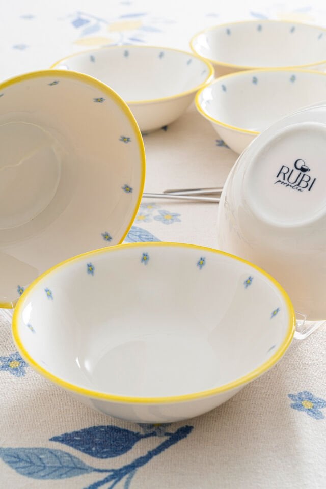 Limon Desenli 16 cm Premium Porselen Çorba Kasesi - 6 Adet