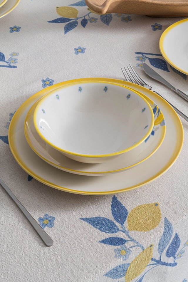 Limon Desenli 12 Kişilik 48 Parça Premium Porselen Yemek Takımı