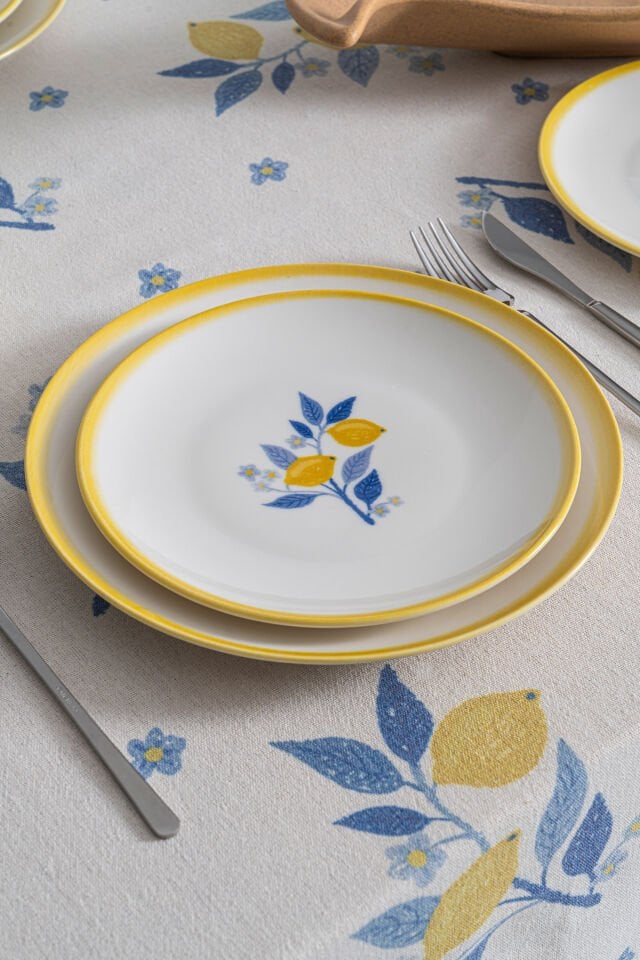 Limon Desenli 6 Kişilik 24 Parça Premium Porselen Yemek Takımı