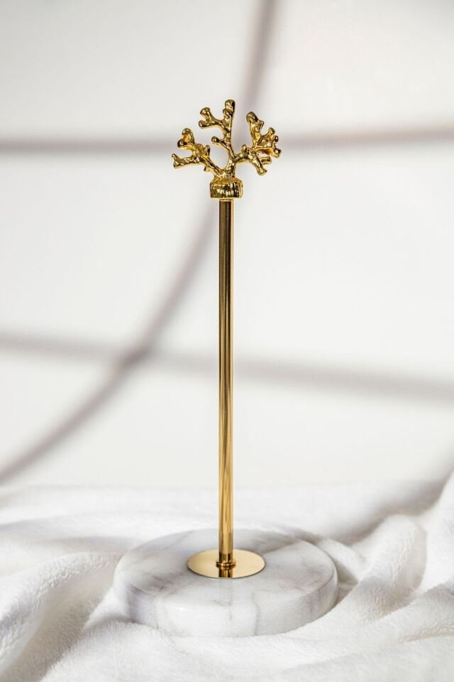 Mermer Tabanlı Mercan Figürlü Kağıt Havluluk - Peçetelik 32 cm