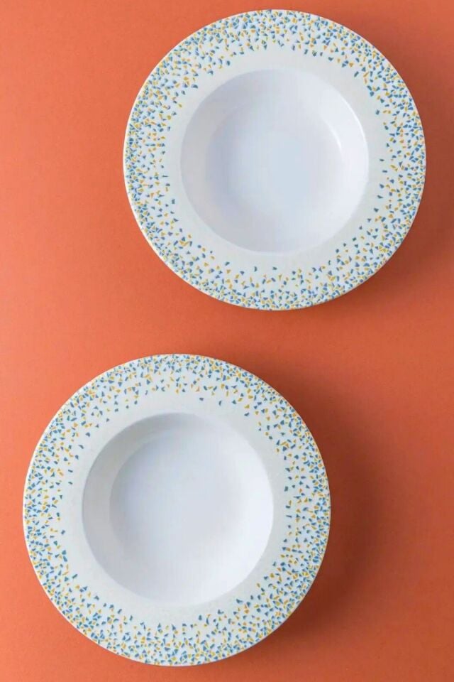 Rug Zest Porselen Kendinden Desenli Çukur Makarna Tabağı – 2’li Set