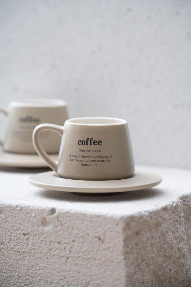 Blush 2 Kişilik Kahve Fincan Takımı - 90 ml Gri