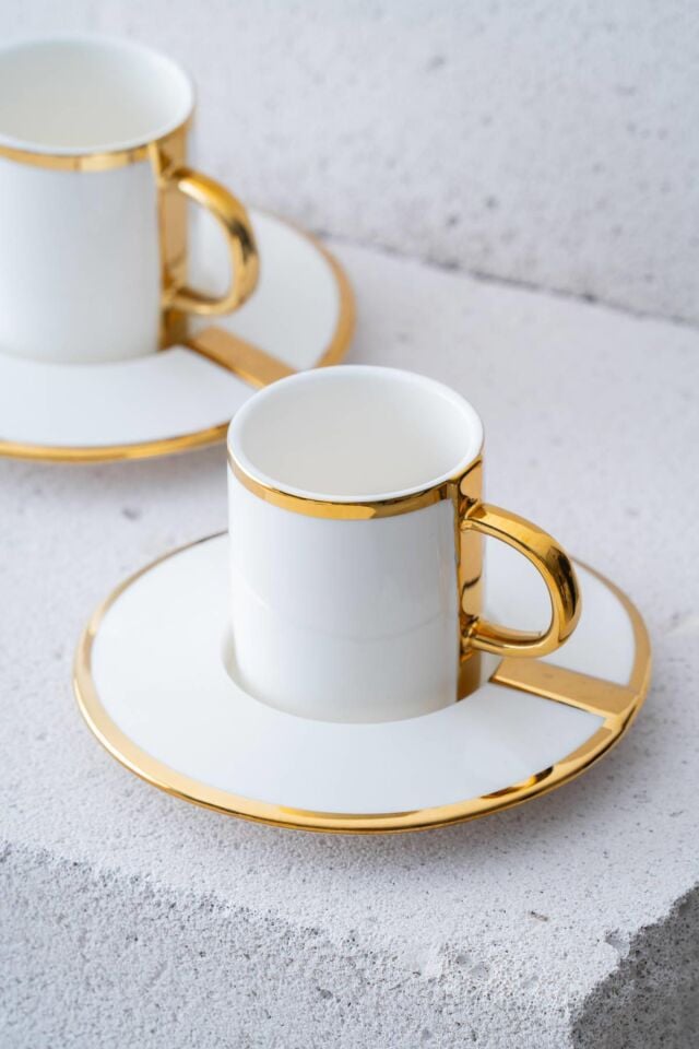 Luxe 2 Kişilik Kahve Fincanı Takımı - 90 ml Gold