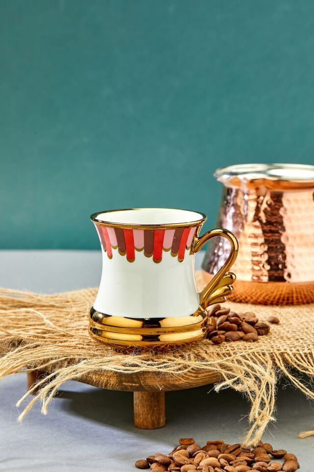 Gold Detaylı Lüks Porselen Kupa