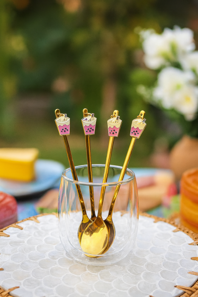 Gold Cupcake Pattern 6-Piece Coffee Tea Spoon