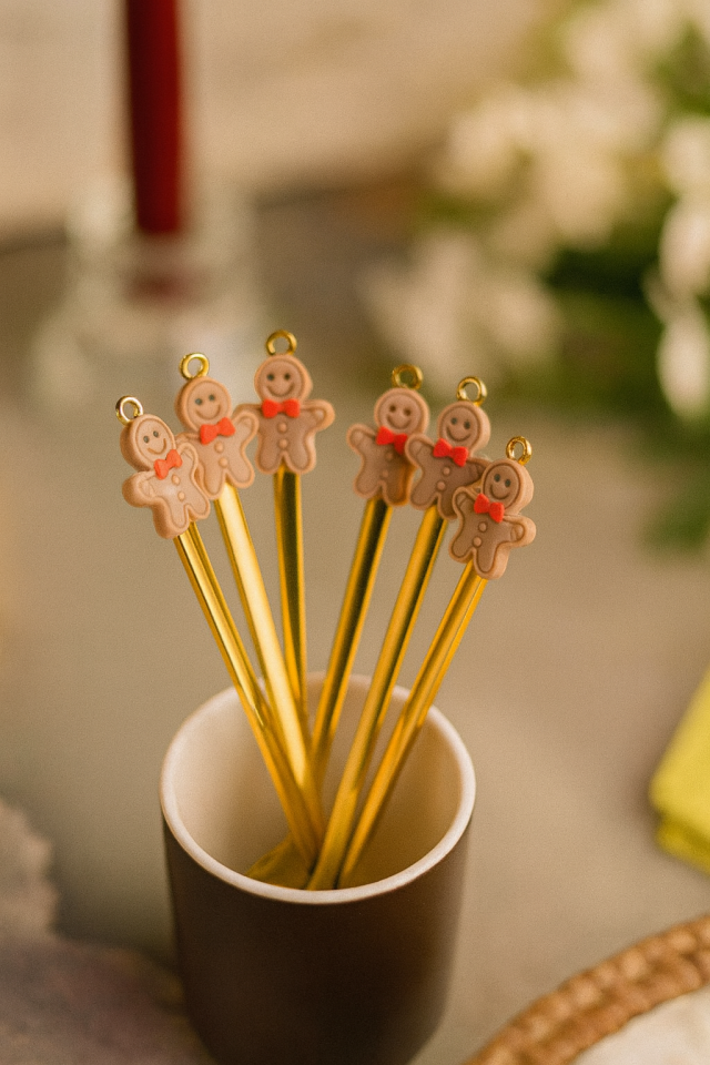 Golden Cookie Pattern 6-Piece Coffee Tea Spoon