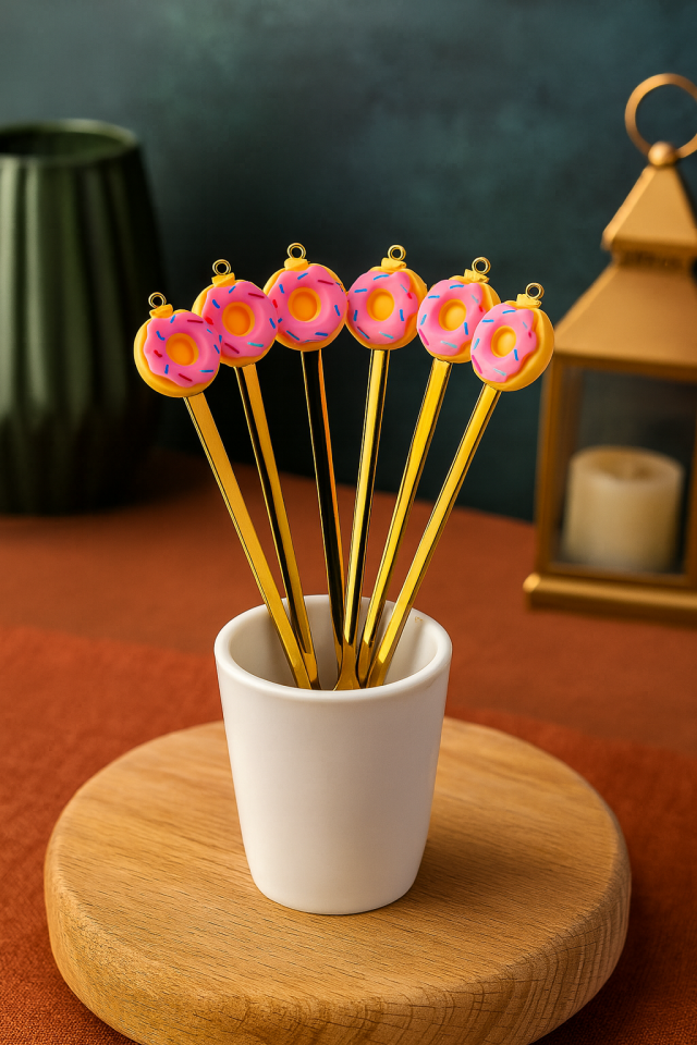 Golden Donut Pattern 6-Piece Coffee Tea Spoon