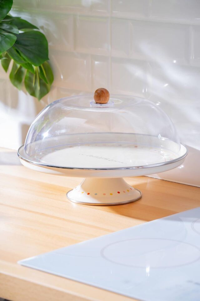 Made With Love Enamel Footed Cake Bell Jar - 30 cm