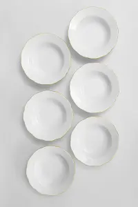 Gold Yaldızlı 6 Kişilik Porselen Yemek Tabağı Takımı - Seti