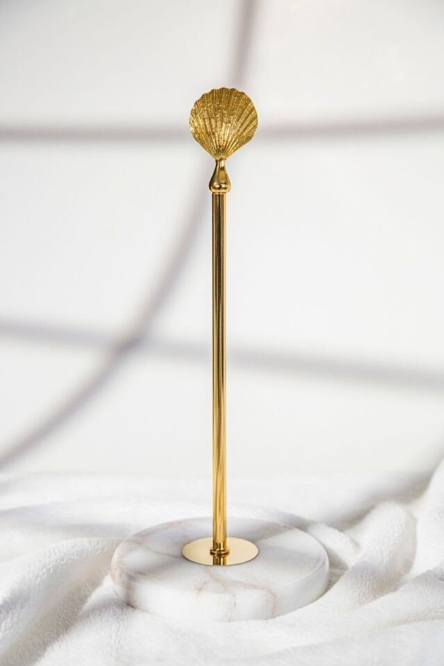 حامل مناشف ورقية على شكل صدفة بحرية مقاس 32 سم - حامل مناديل بقاعدة رخامية