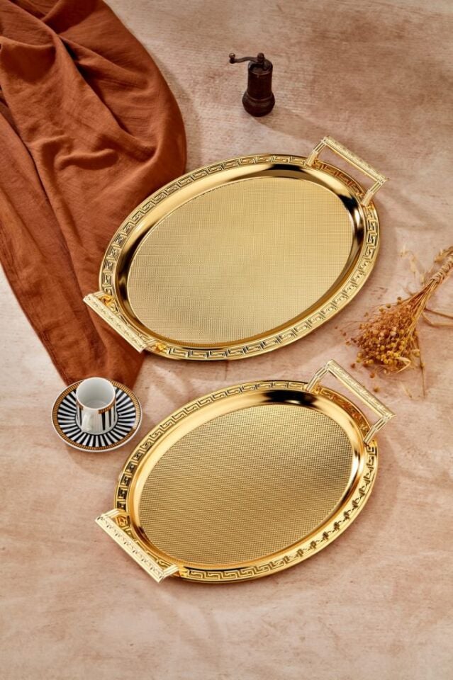 Metal Serving Tray Set of 2 – Gold