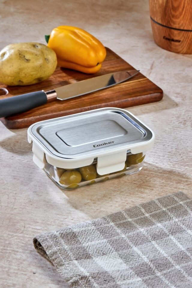 Glass Storage Container with Steel Lid – 370 ml