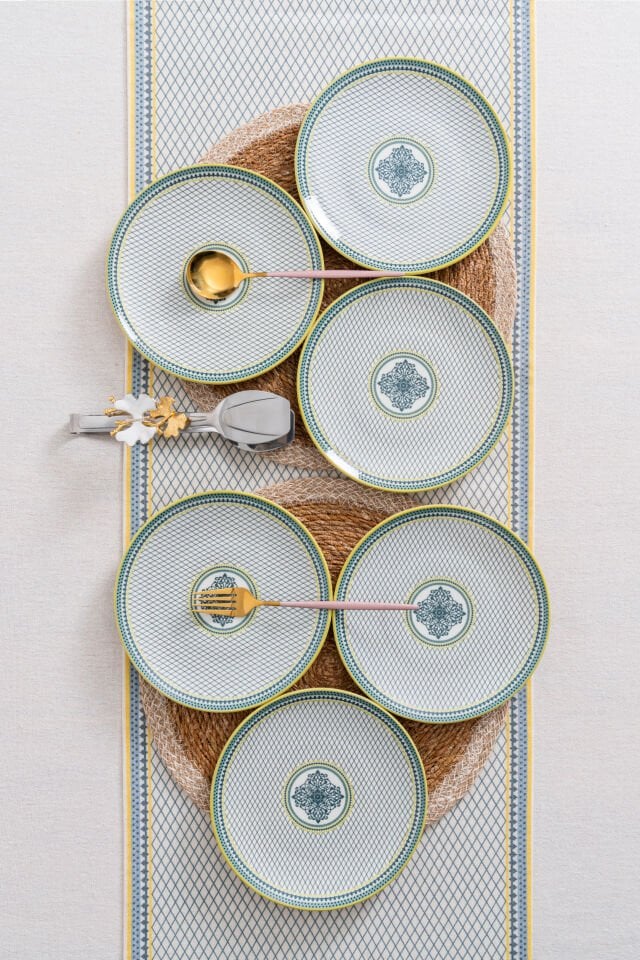 Dubai 6 kişilik 19 cm Özel Tasarım Modern Porselen Pasta & Tatlı Tabağı Takımı