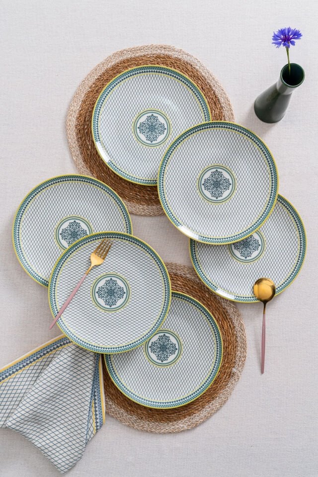 Dubai 6 Kişilik 25 cm Porselen Servis Tabağı Seti