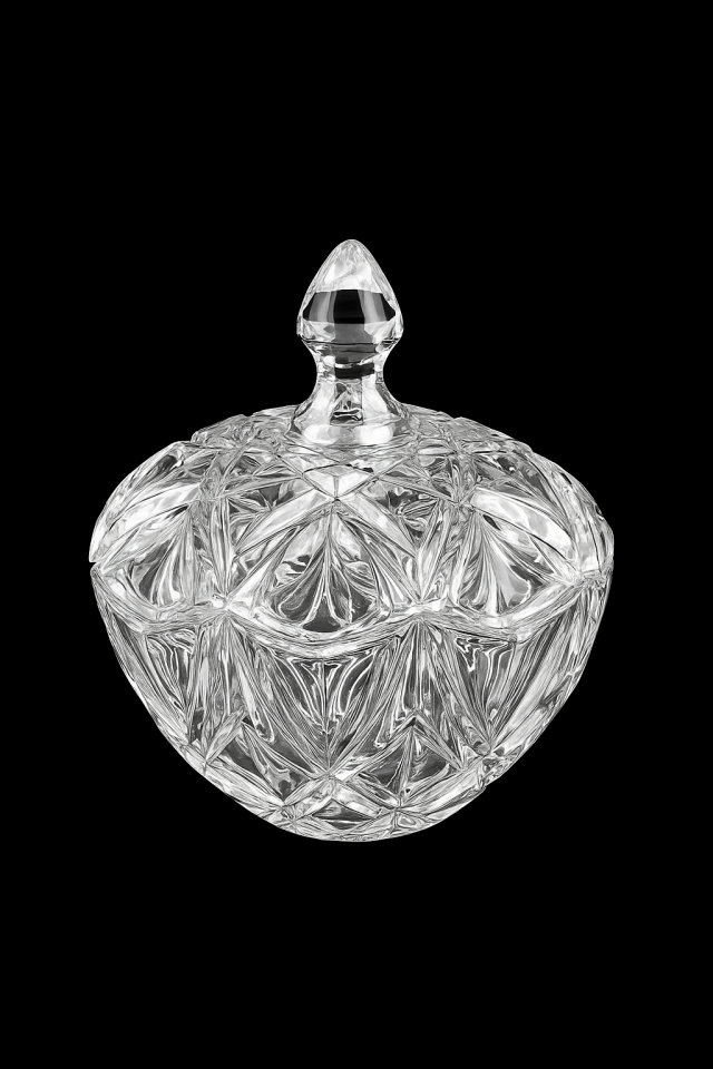 Kristal Desenli 17,5x17,5x22 cm Kapaklı Şekerlik