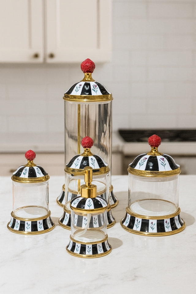 Majestic Tulip Black 5 Parça Mutfak Seti – Gold Detaylı