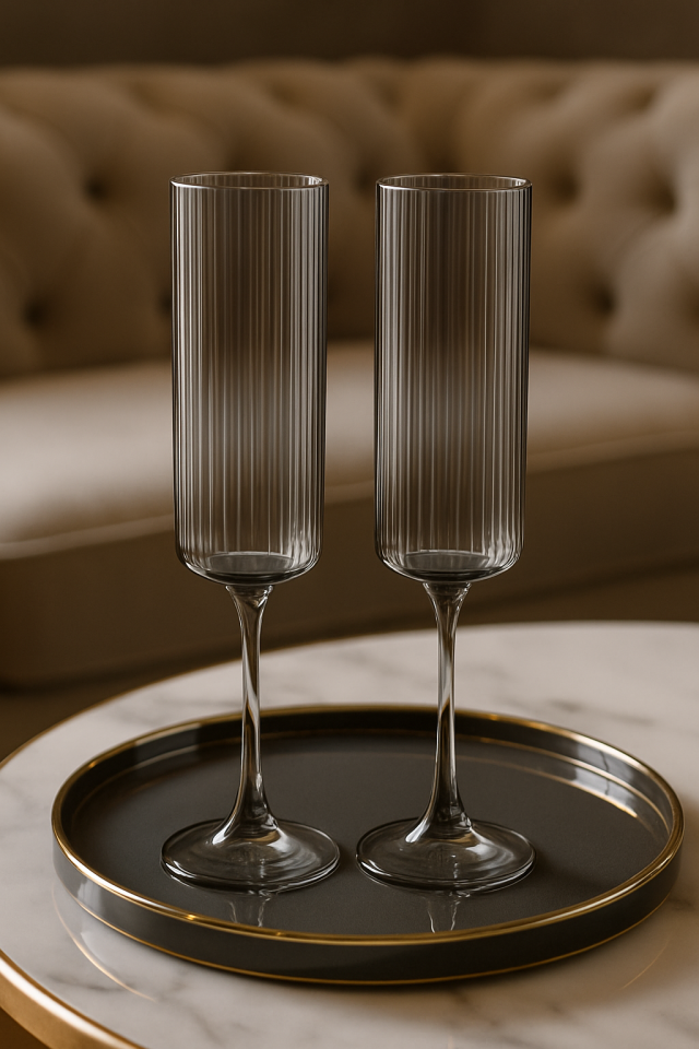 Luxe Aura 2’li Kristal Kesim Kahve Yanı Kadeh Bardak Seti – Işıltılı Modern Tasarım