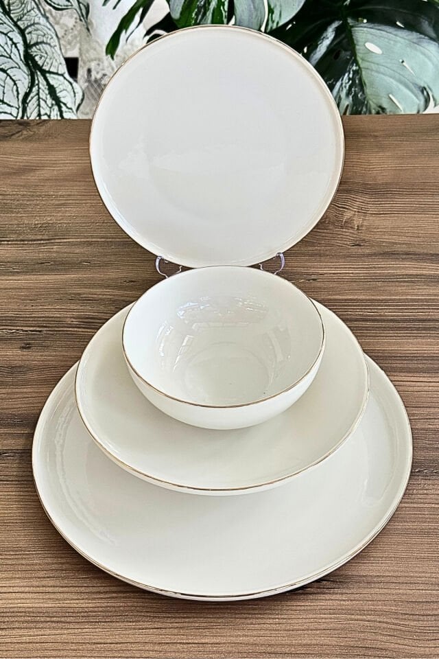 Lazzi Gold Lace 24 Parça 6 Kişilik Porselen Yemek Takımı