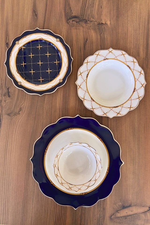 Royal Chain Navy Gold 24 Parça 6 Kişilik Porselen Yemek Takımı