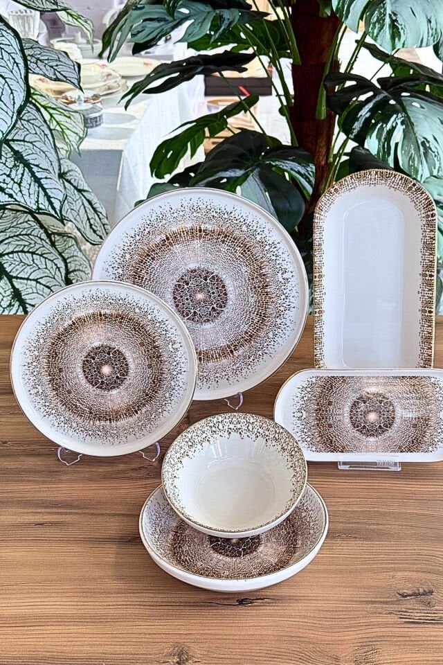 Golden Mosaic 27 Parça 6 Kişilik Porselen Yemek Takımı