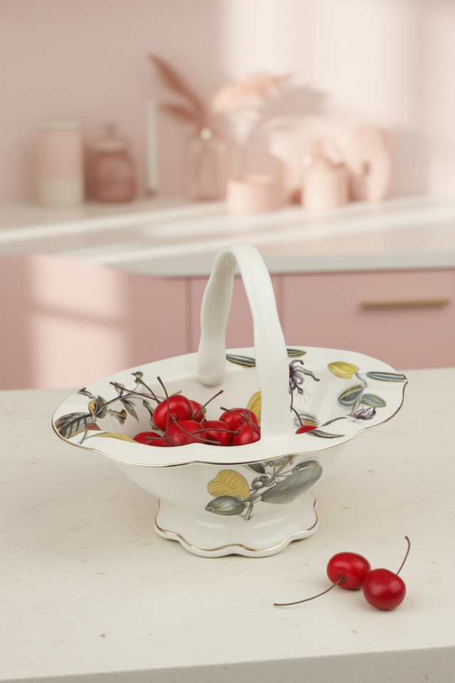 Botanica Gold Detaylı Porselen Meyve & Servis Sepeti