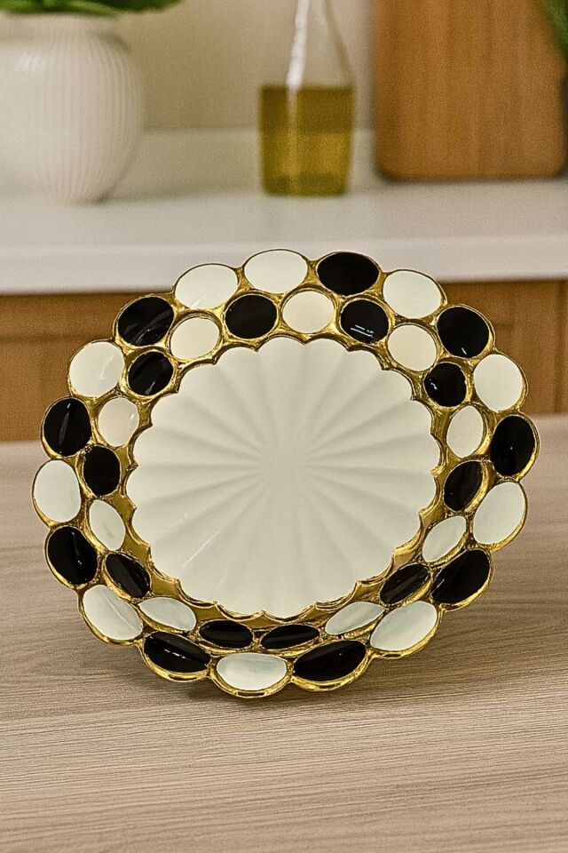 Monochrome Luxe Porselen Dekoratif Servis Tabağı