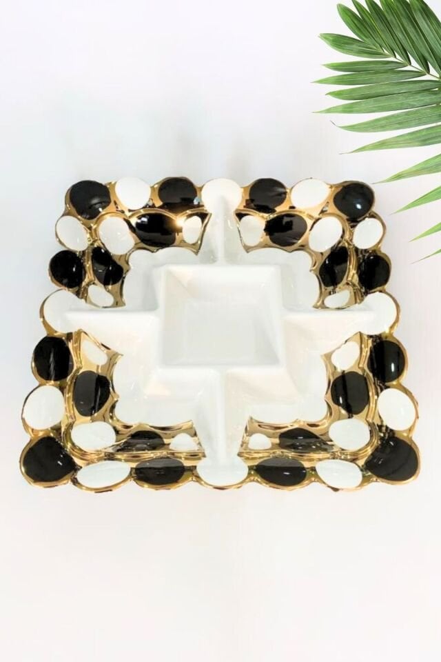 Monochrome Luxe Porselen Dekoratif Çerezlik