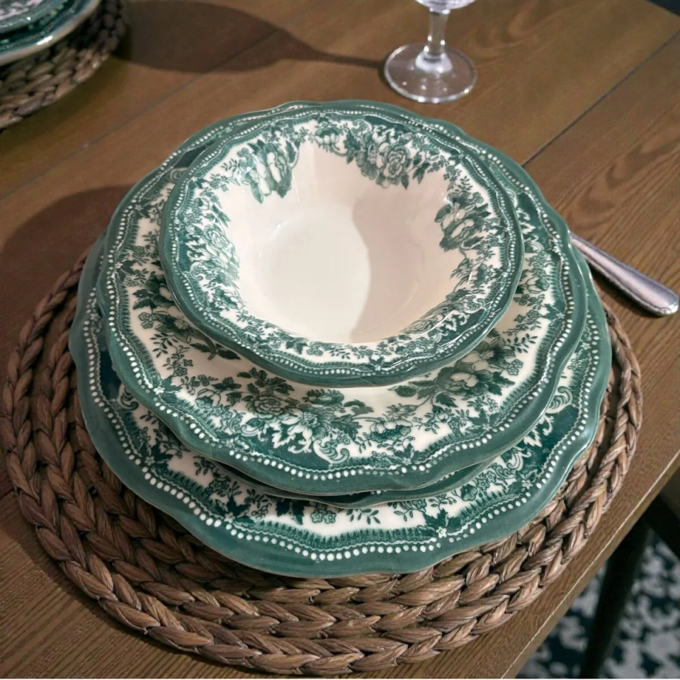 Velour Green Fulya Porselen Yemek Seti 24 parça