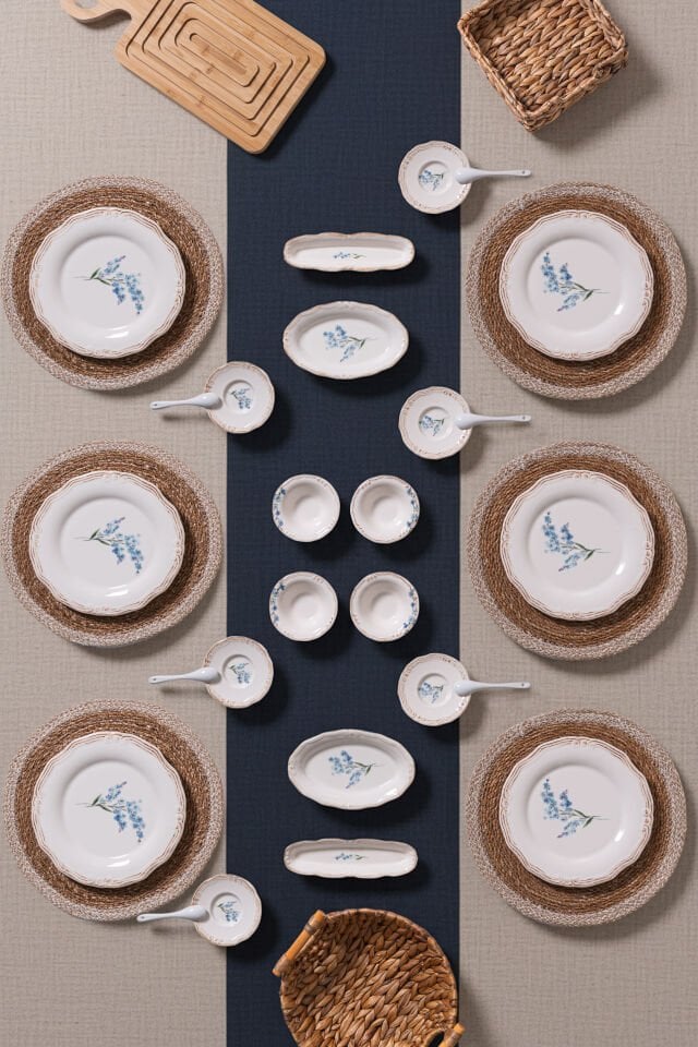 Porselen Kahvaltı Takımı 12 Kişilik 52 Parça – Günlük ve Şık Kullanım - ALEN - 1.Kalite Porselen