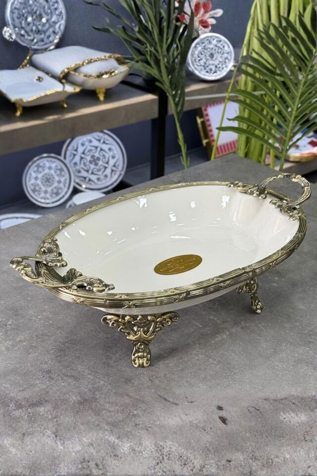Classy Oval Sunum Tabak Antik 21x38x10 - Sunumluk