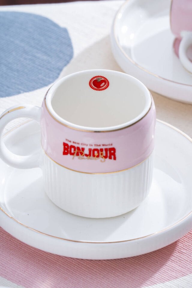 Adonis 6 Kişilik Kahve Fincanı Takımı 90 ml Pembe