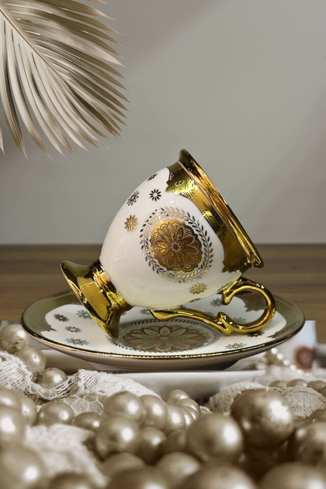 Osmanlı Motifli Vintage 6 Kişilik Türk Kahvesi Fincanı Takımı – 90 ml