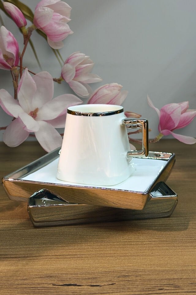 Serenite 6 Kişilik Kahve Fincanı Takımı - 90 ml Gümüş