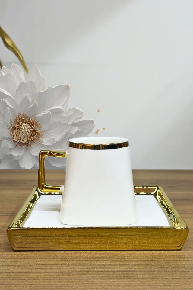 Serenite 6 Kişilik Kahve Fincanı Takımı - 90 ml Gold