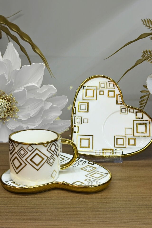 Amora Geometrik 6 Kişilik Kahve Fincanı Takımı - 90 ml